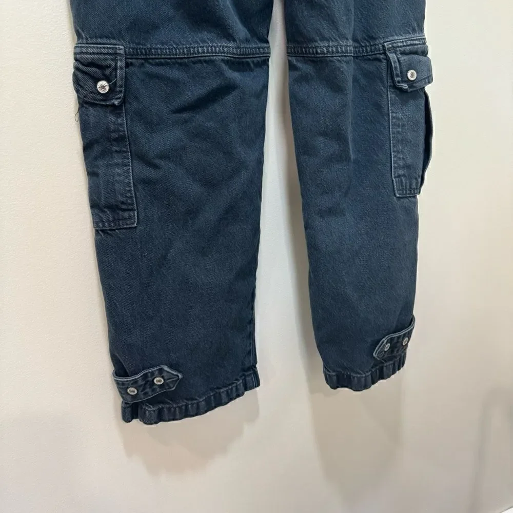 Free People We The Free Marx Slouchy Streetwear Cargo Denim Jeans in Blue sz 28